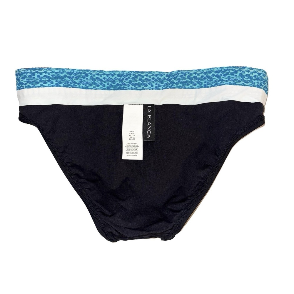 LA BLANCA Bikini Bottom Womens Size 4 Black Blue Hipster NEW $63 - Picture 4 of 7